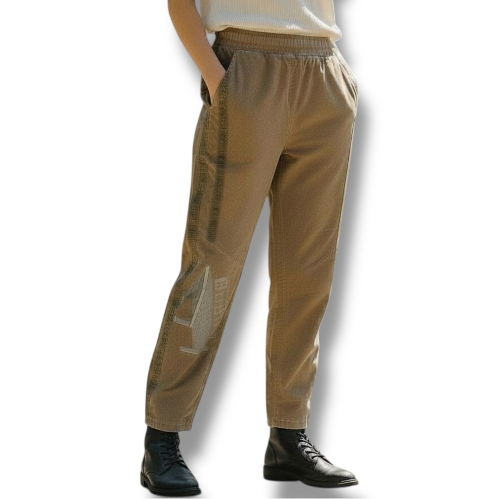 Bella Amore Made Italy Stretch Graphic Tapered Pants Taupe Small Medium